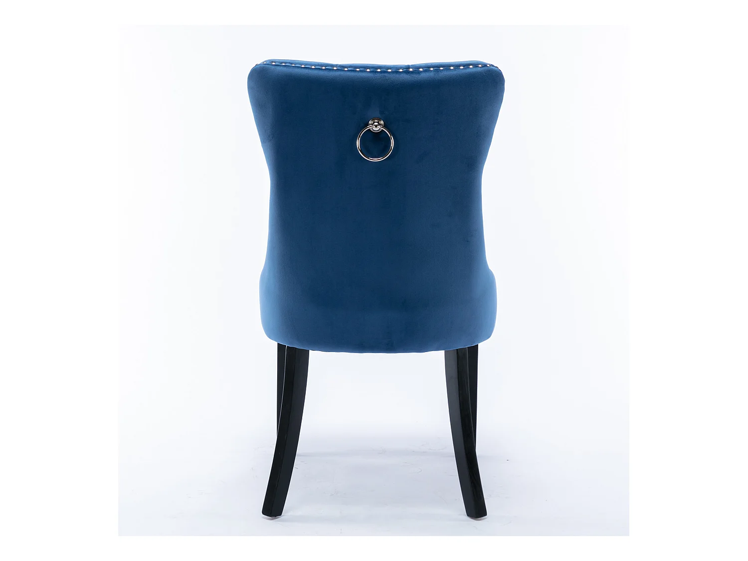 Lot de 2 chaises de salle à manger en velours bleu avec garniture cloutée et dossier rembourré