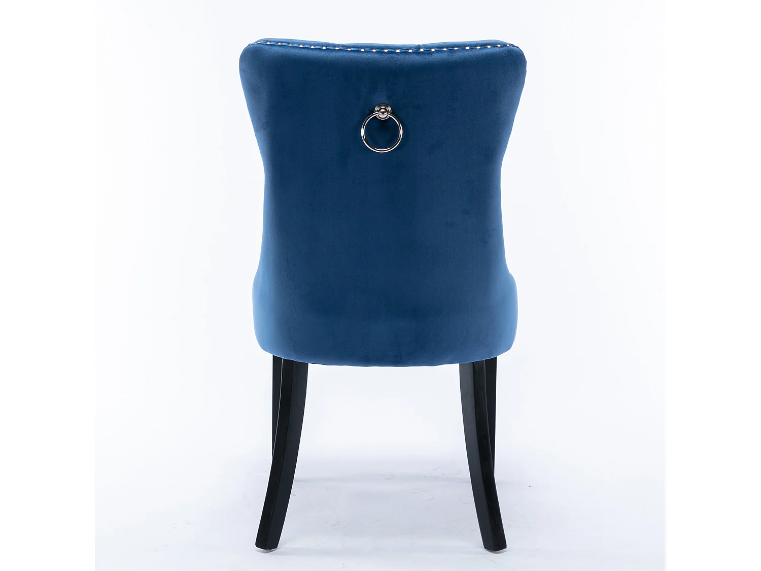 Lot de 2 chaises de salle à manger en velours bleu avec garniture cloutée et dossier rembourré