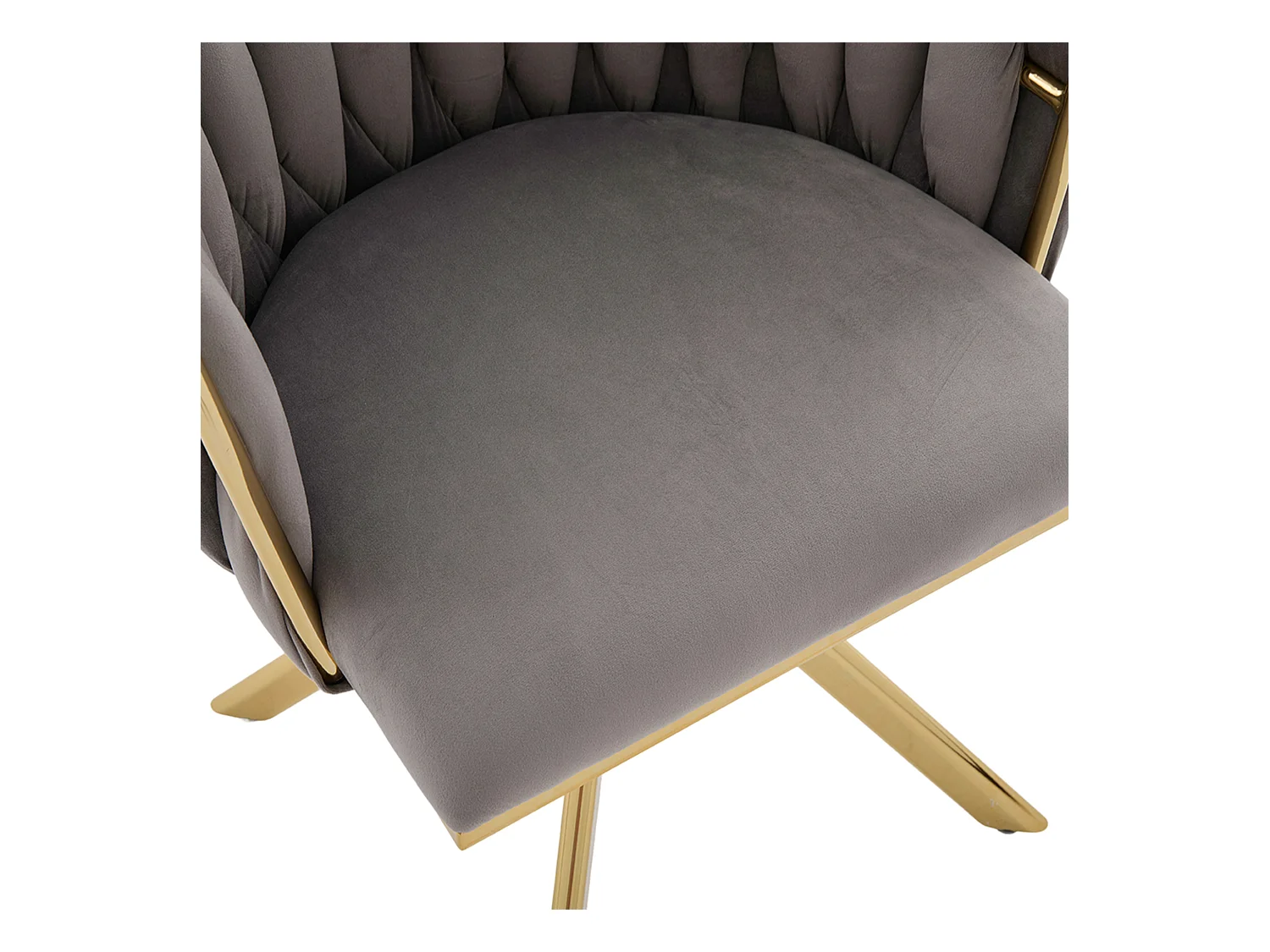 Lot de 2 chaises de salle à manger en velours gris avec fonction pivotante et pieds en métal doré