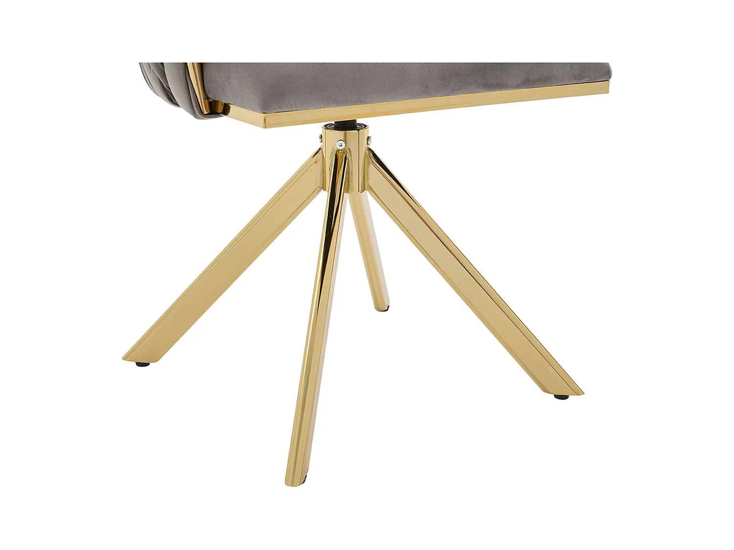 Lot de 2 chaises de salle à manger en velours gris avec fonction pivotante et pieds en métal doré