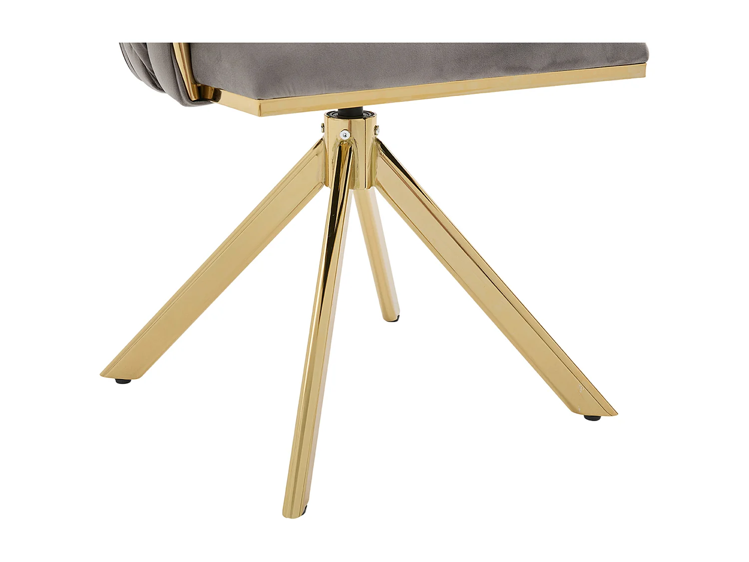 Lot de 2 chaises de salle à manger en velours gris avec fonction pivotante et pieds en métal doré