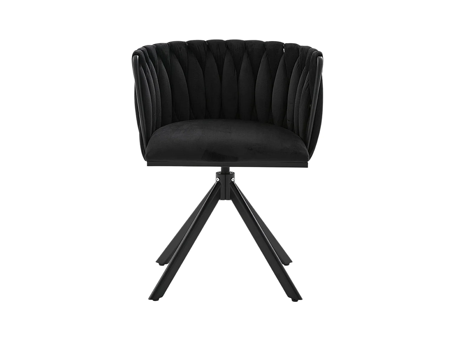 Lot de 2 chaises de salle à manger en velours noir avec fonction pivotante et pieds en métal