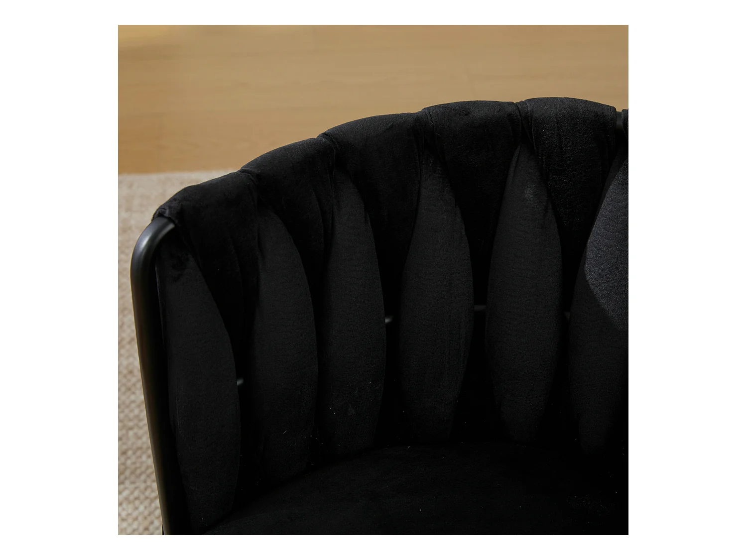 Lot de 2 chaises de salle à manger en velours noir avec fonction pivotante et pieds en métal