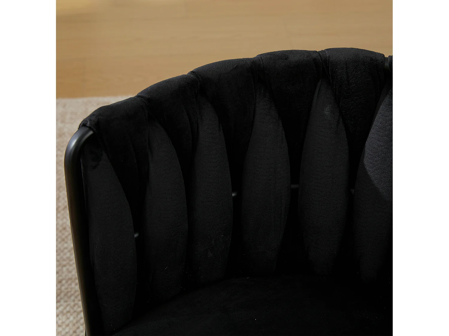 Lot de 2 chaises de salle à manger en velours noir avec fonction pivotante et pieds en métal