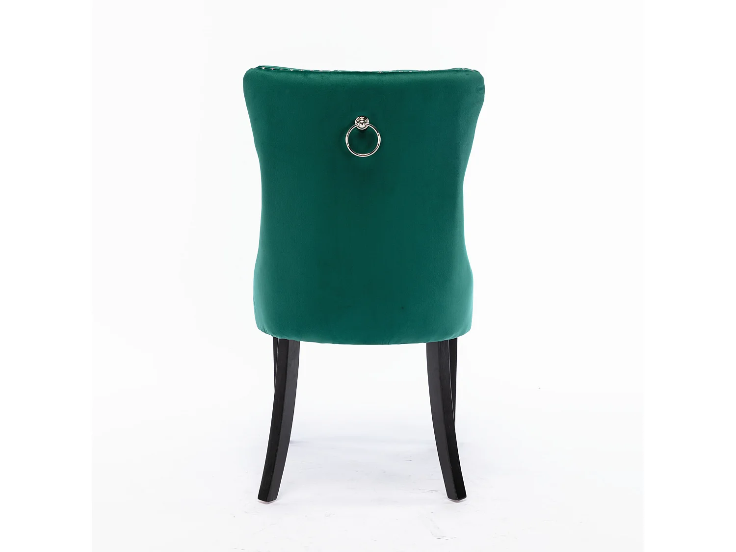 Lot de 2 chaises de salle à manger en velours vert avec garniture cloutée et dossier rembourré