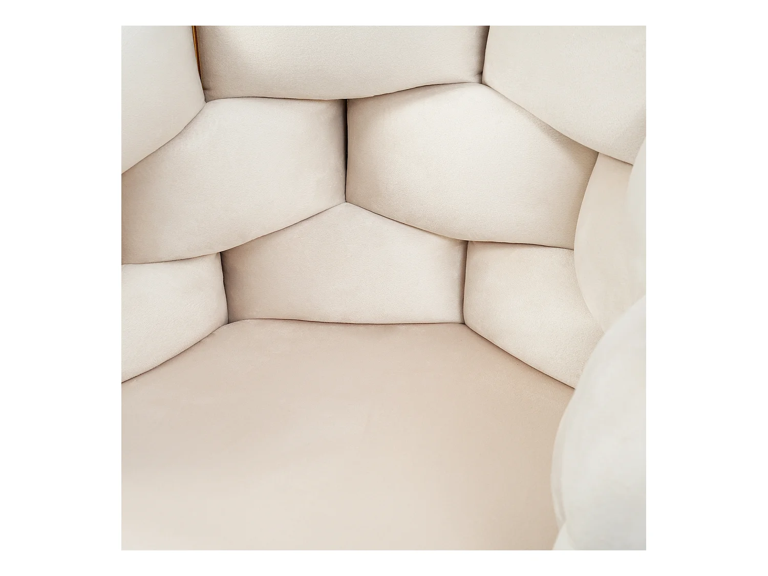 Lot de 2 chaises de salle à manger en velours beige avec dossier rembourré, structure en métal doré