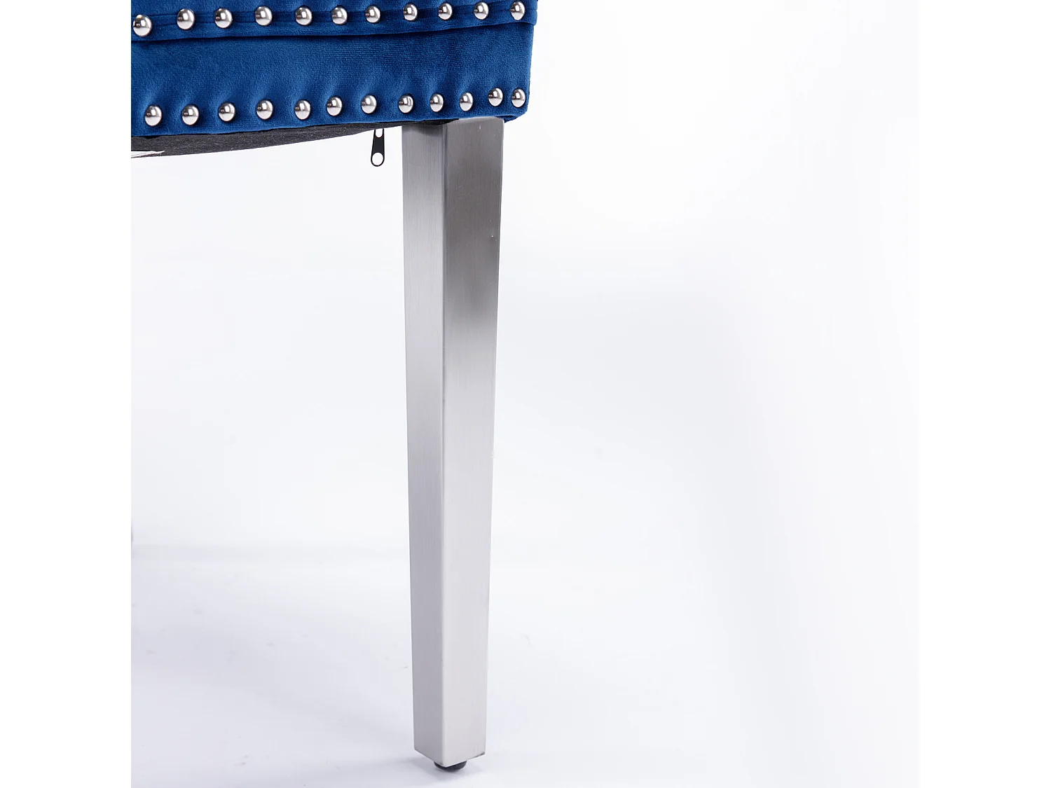 Lot de 2 chaises de salle à manger en velours bleu avec dossier rembourré et pieds en métal argenté