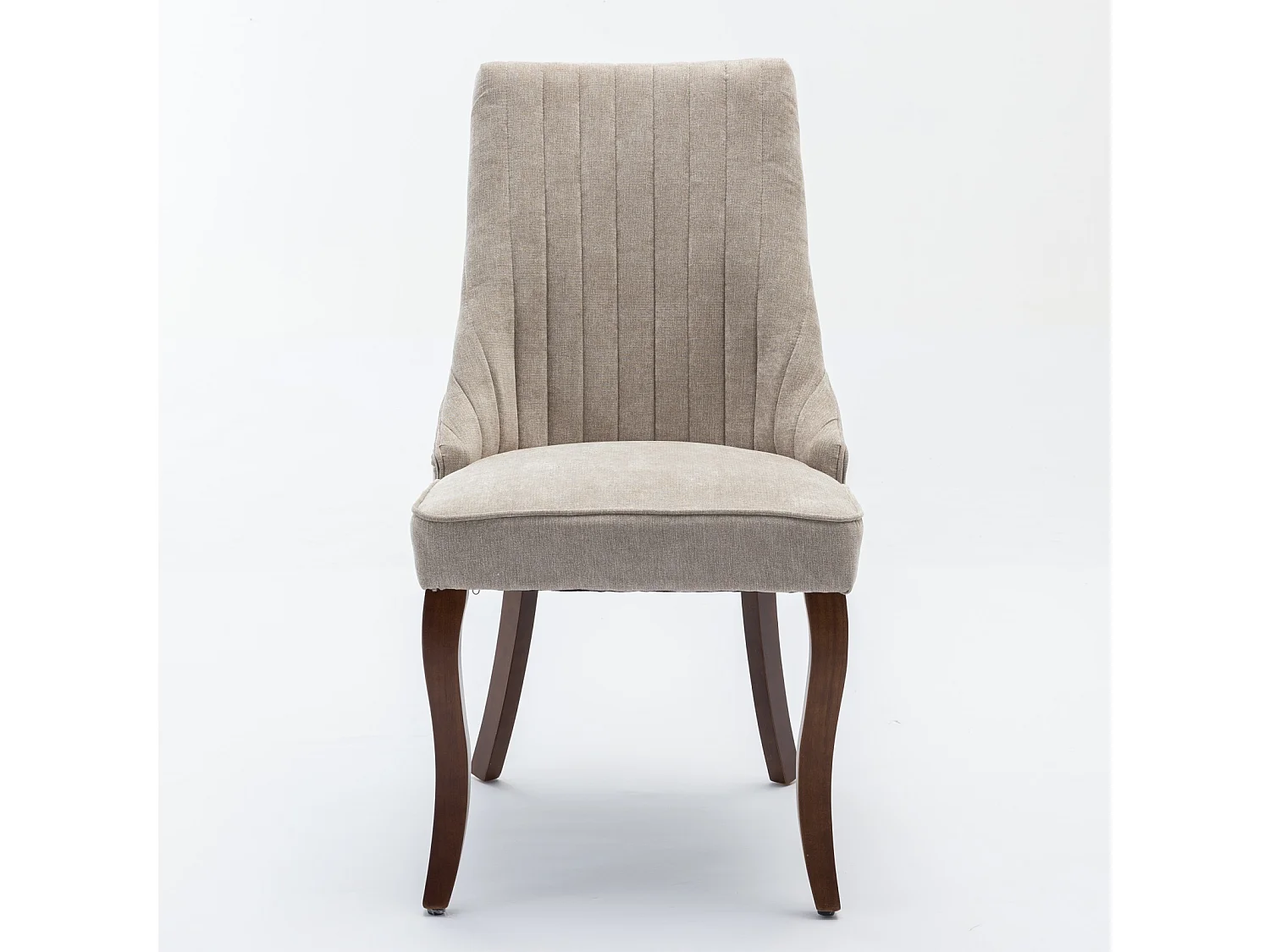 Lot de 2 chaises de salle à manger avec dossier rembourré et pieds en bois - Chenille beige