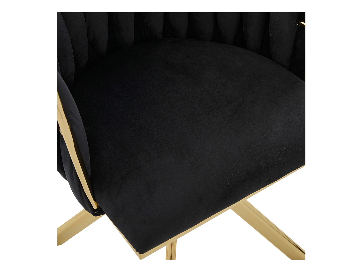 Lot de 2 chaises de salle à manger en velours noir avec fonction pivotante et pieds en métal doré