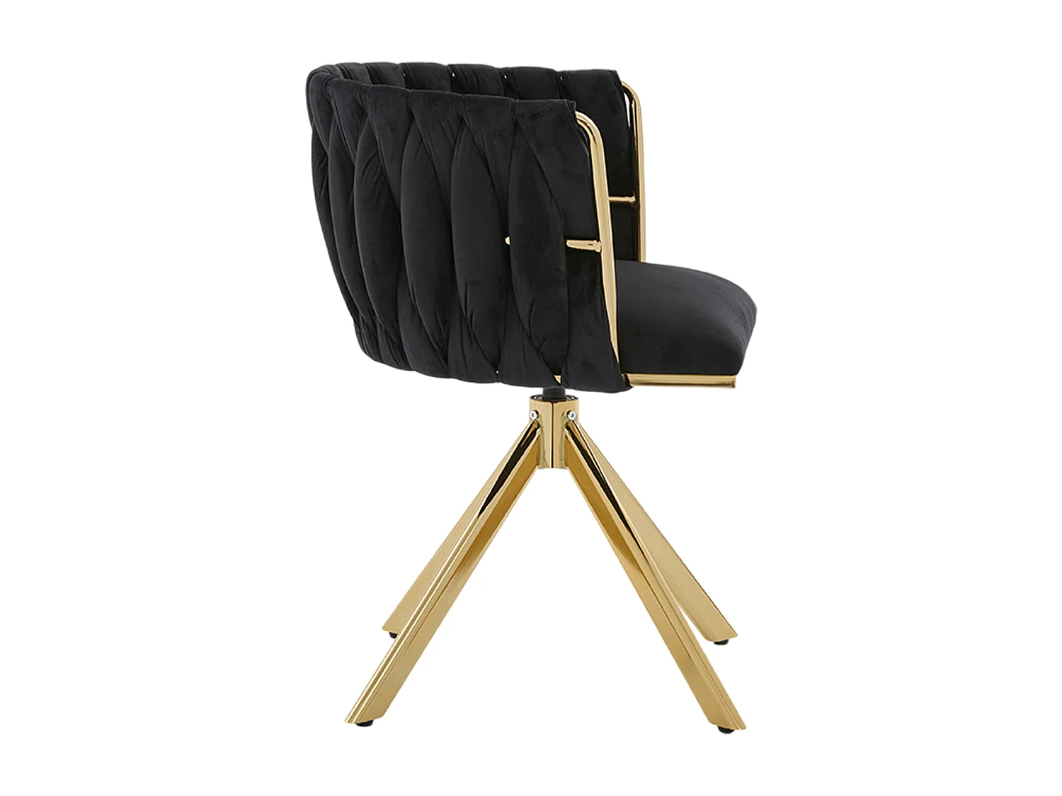 Lot de 2 chaises de salle à manger en velours noir avec fonction pivotante et pieds en métal doré