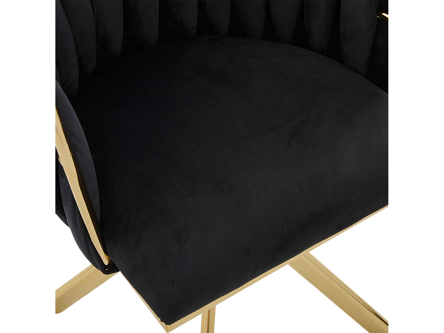 Lot de 2 chaises de salle à manger en velours noir avec fonction pivotante et pieds en métal doré