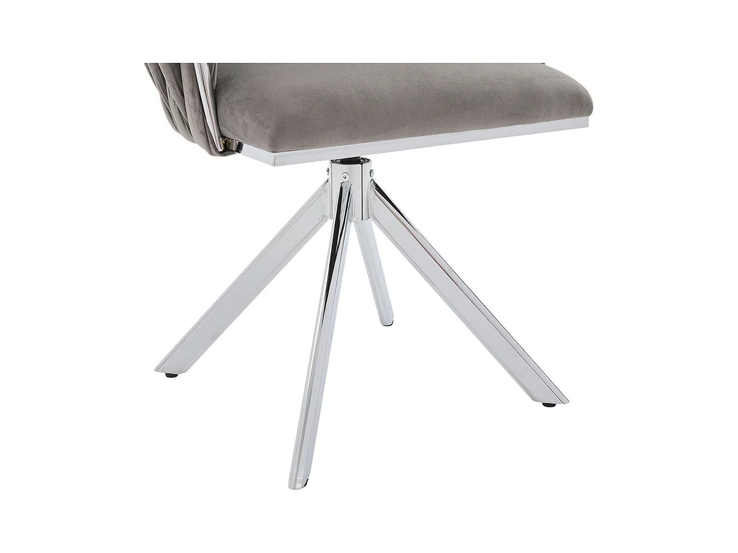 Lot de 2 chaises de salle à manger en velours gris avec fonction pivotante et pieds en métal argenté