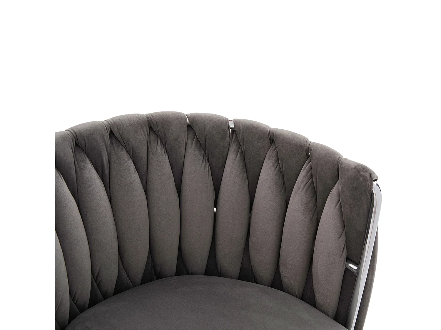 Lot de 2 chaises de salle à manger en velours gris avec fonction pivotante et pieds en métal argenté