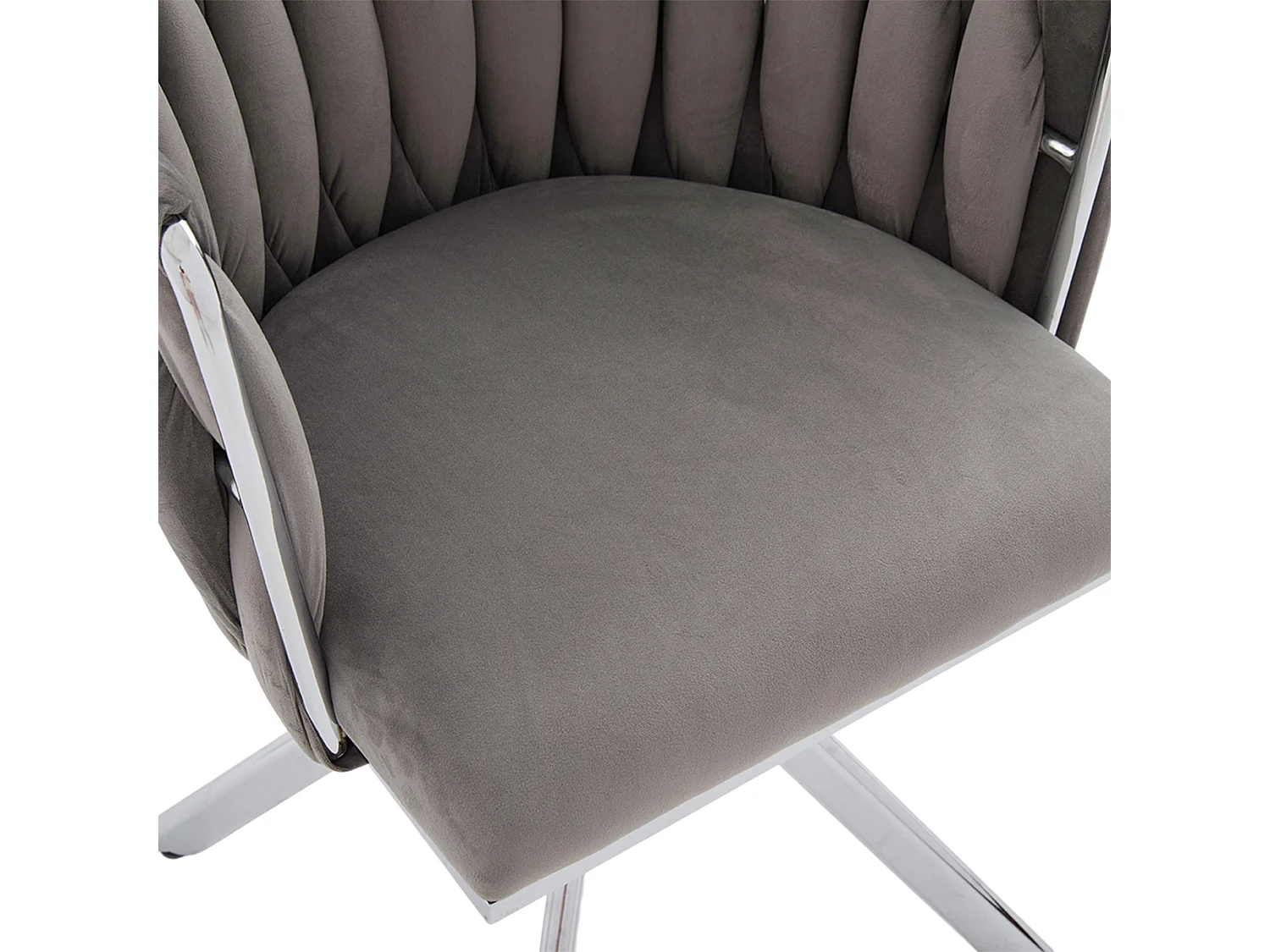 Lot de 2 chaises de salle à manger en velours gris avec fonction pivotante et pieds en métal argenté