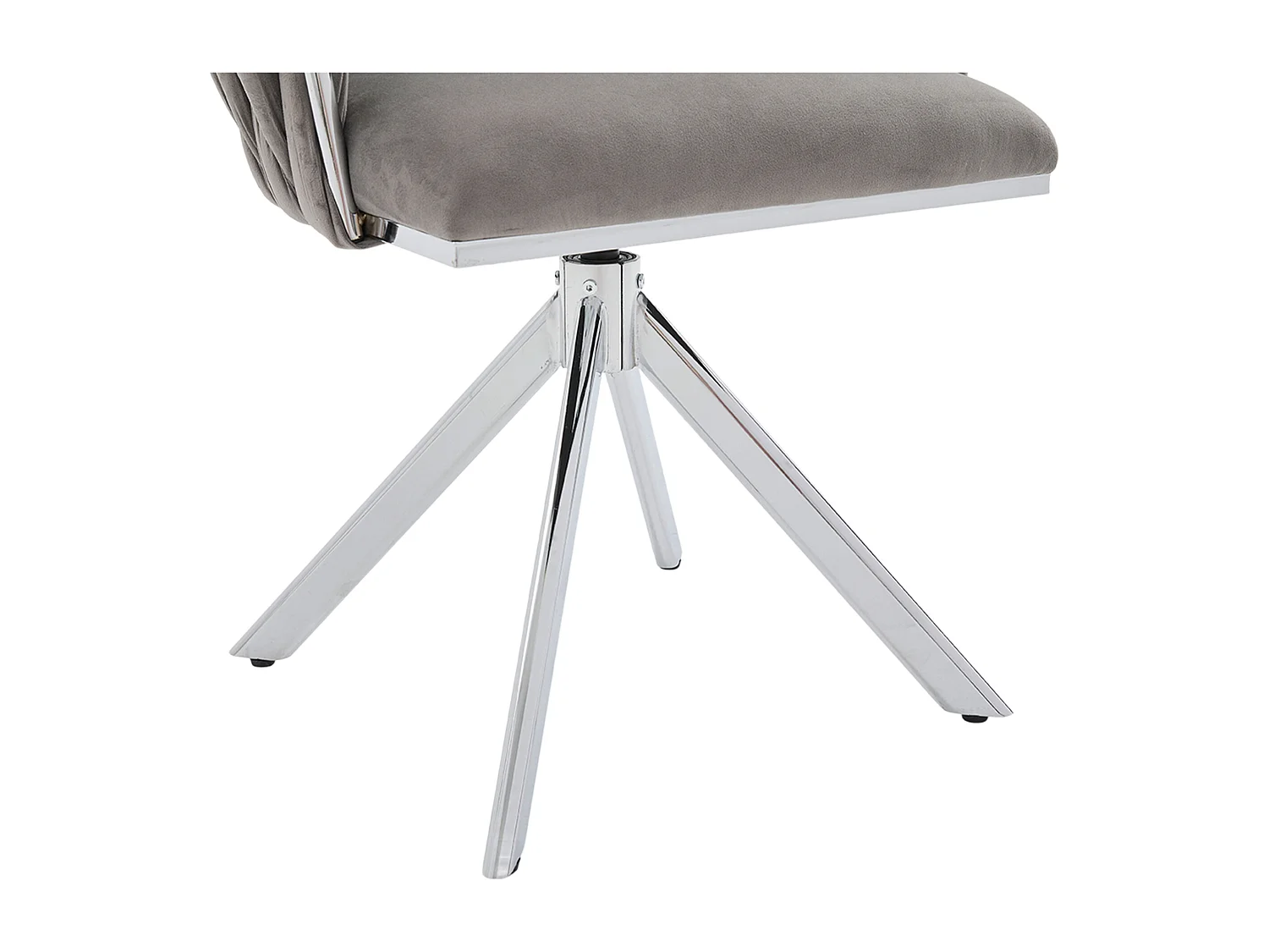 Lot de 2 chaises de salle à manger en velours gris avec fonction pivotante et pieds en métal argenté