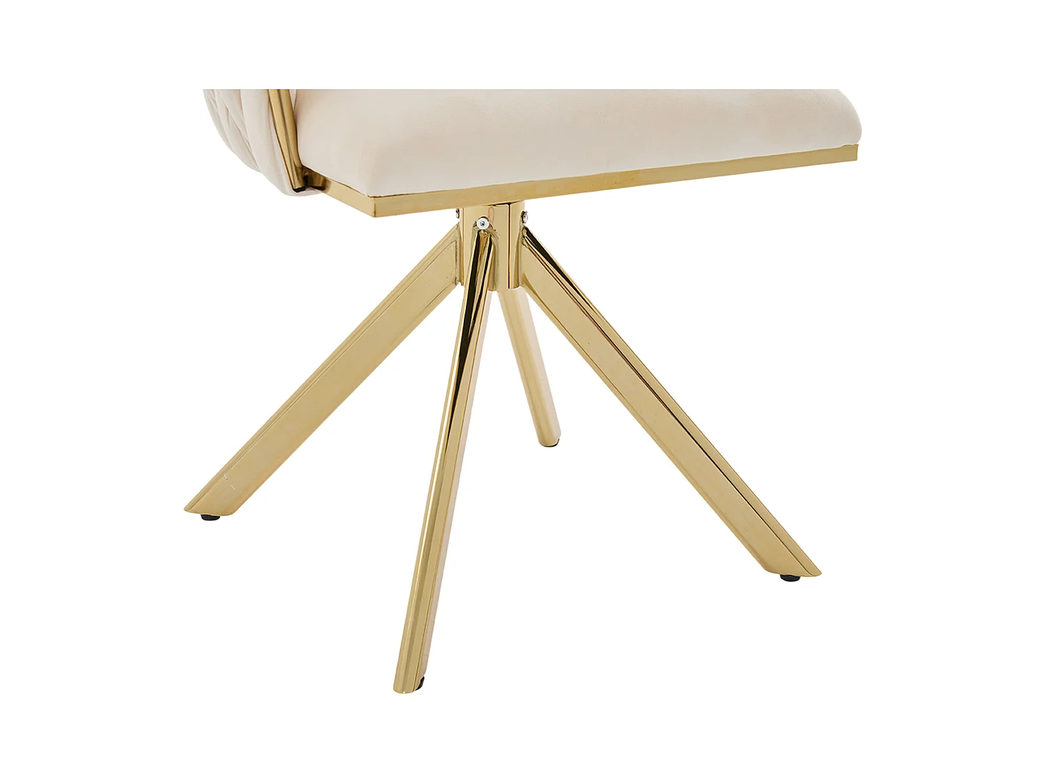 Lot de 2 chaises de salle à manger en velours ivoire avec fonction pivotante et pieds en métal doré