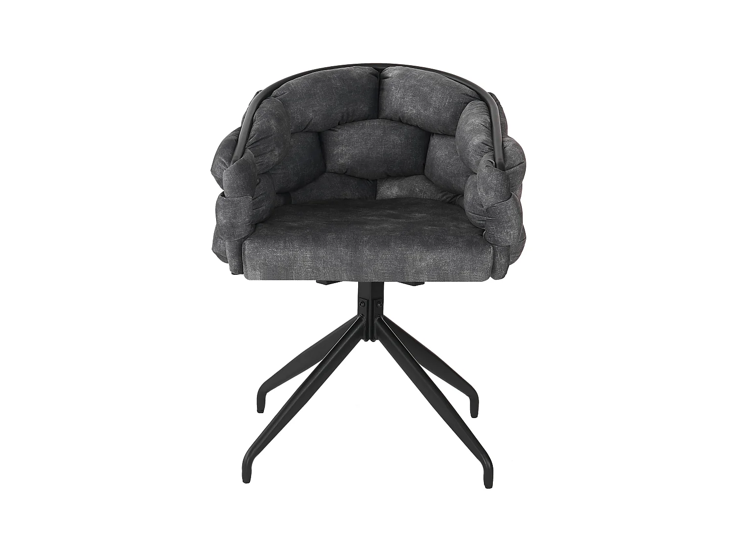 Lot de 2 chaises de salle à manger pivotantes avec dossier, structure en métal noir - velours gris