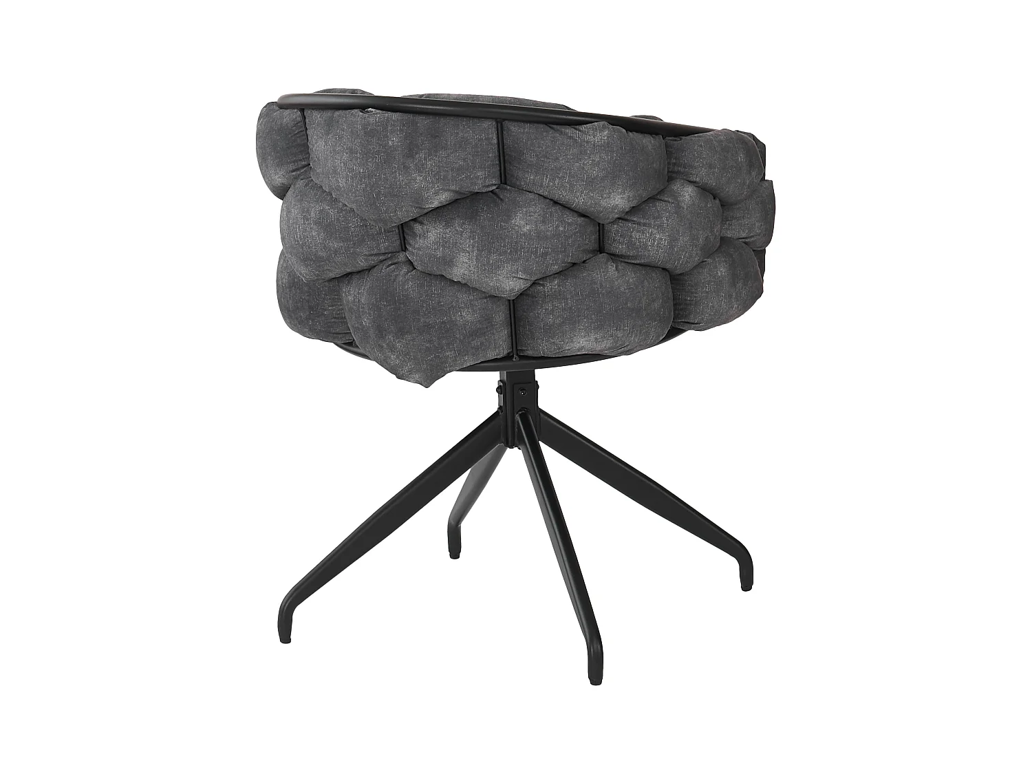 Lot de 2 chaises de salle à manger pivotantes avec dossier, structure en métal noir - velours gris