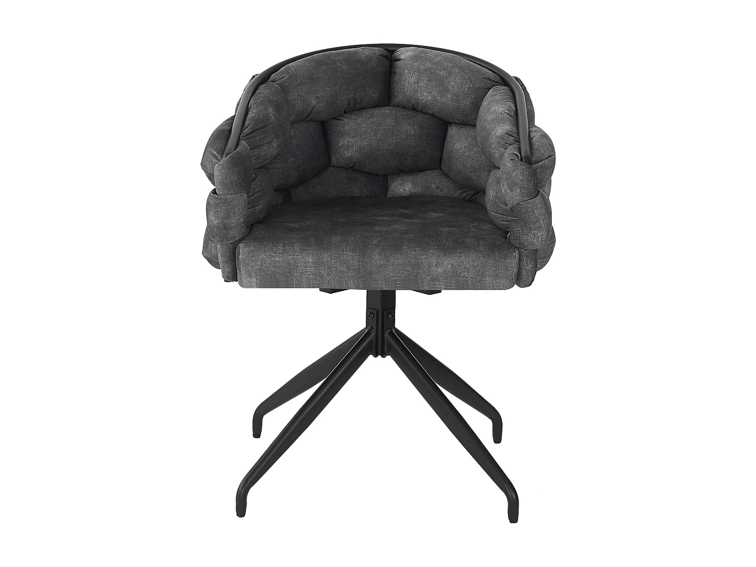 Lot de 2 chaises de salle à manger pivotantes avec dossier, structure en métal noir - velours gris