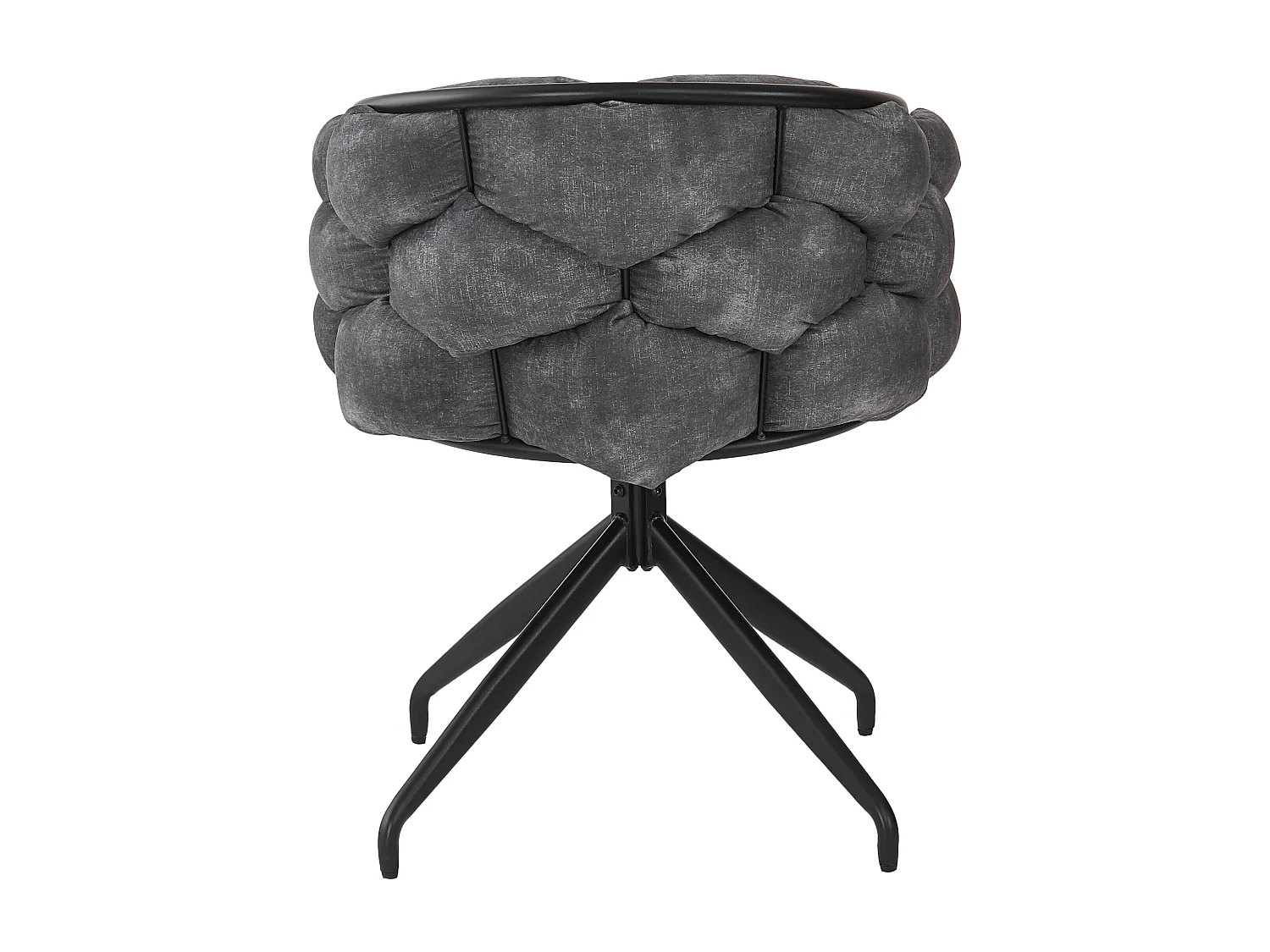 Lot de 2 chaises de salle à manger pivotantes avec dossier, structure en métal noir - velours gris