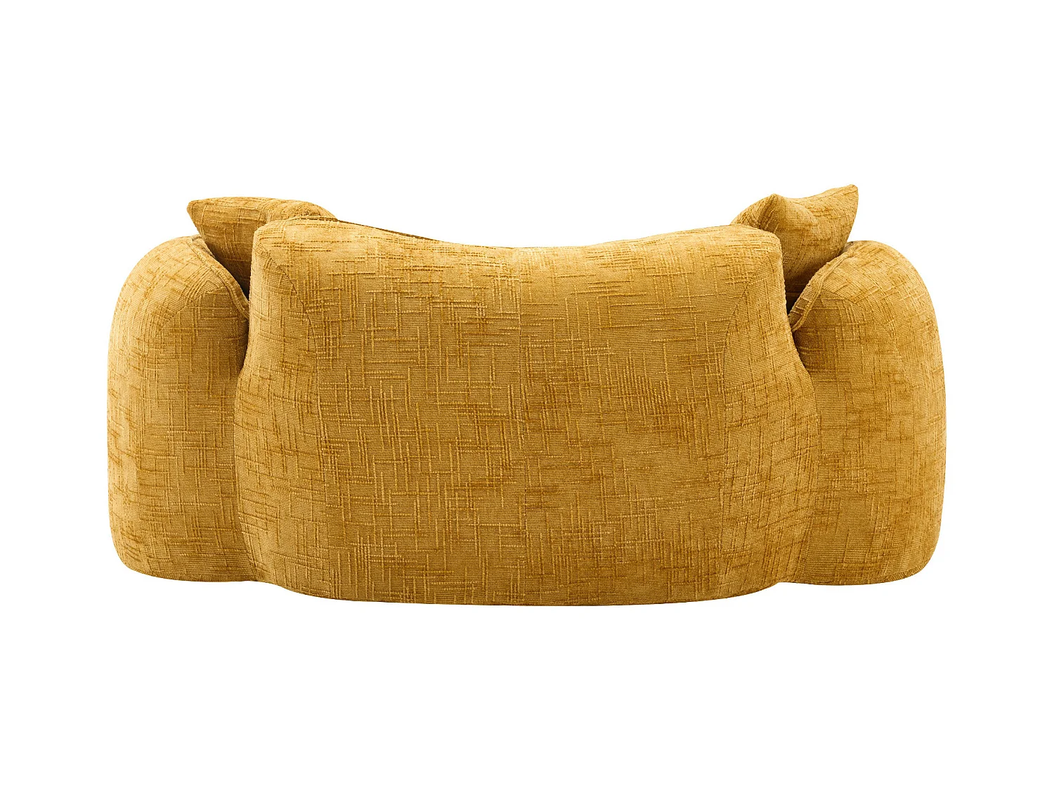 Canapé 2 places avec accoudoirs et coussins rembourrés, design incurvé - chenille jaune