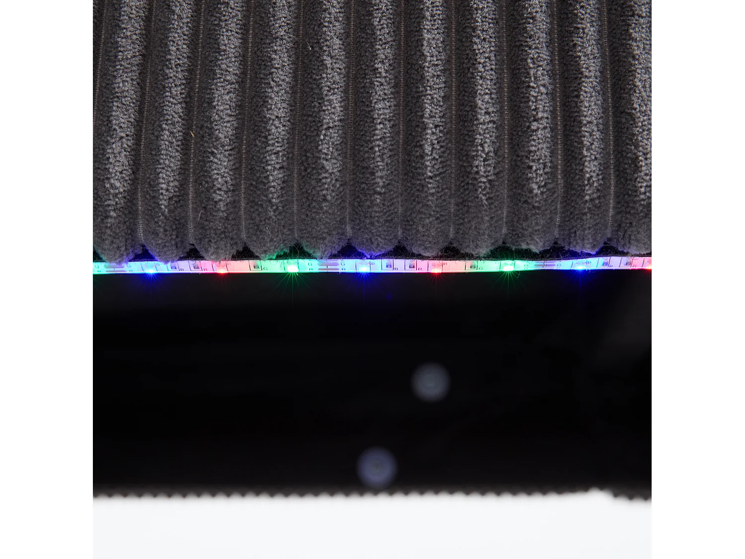 Sofá 4 plazas en terciopelo gris con iluminación LED y puerto USB - diseño moderno en U