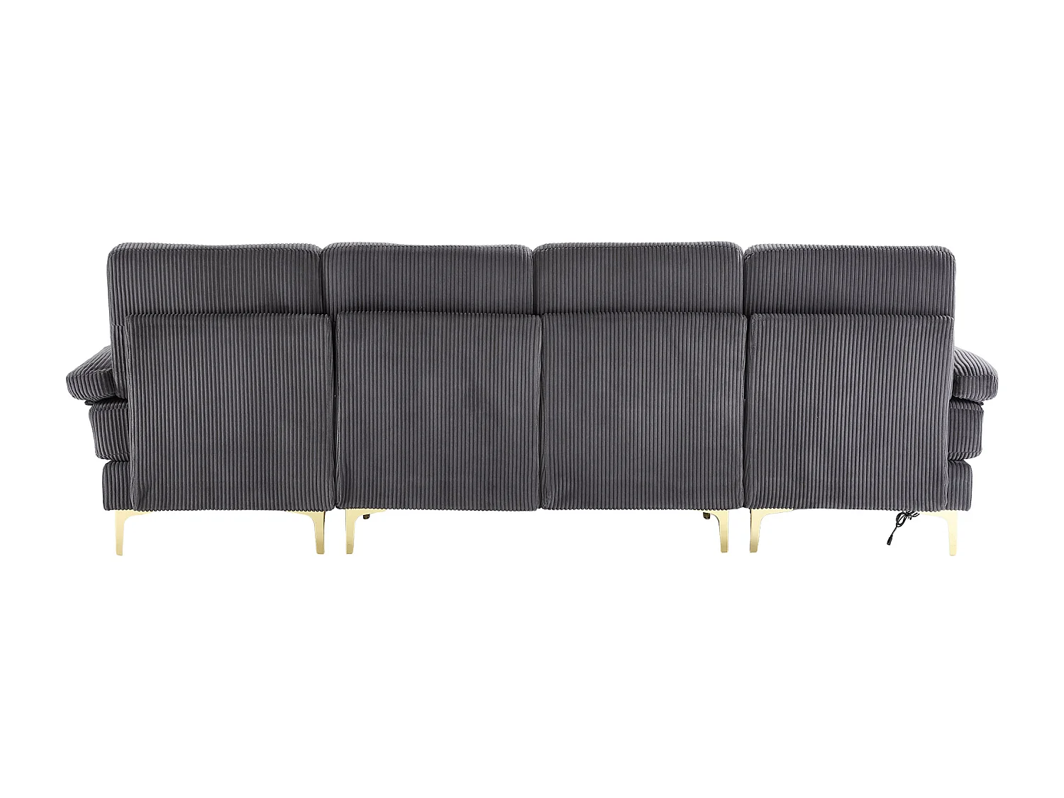 Sofa 4-osobowa z szarego aksamitu z oświetleniem LED i portem USB - nowoczesny design w kształcie U