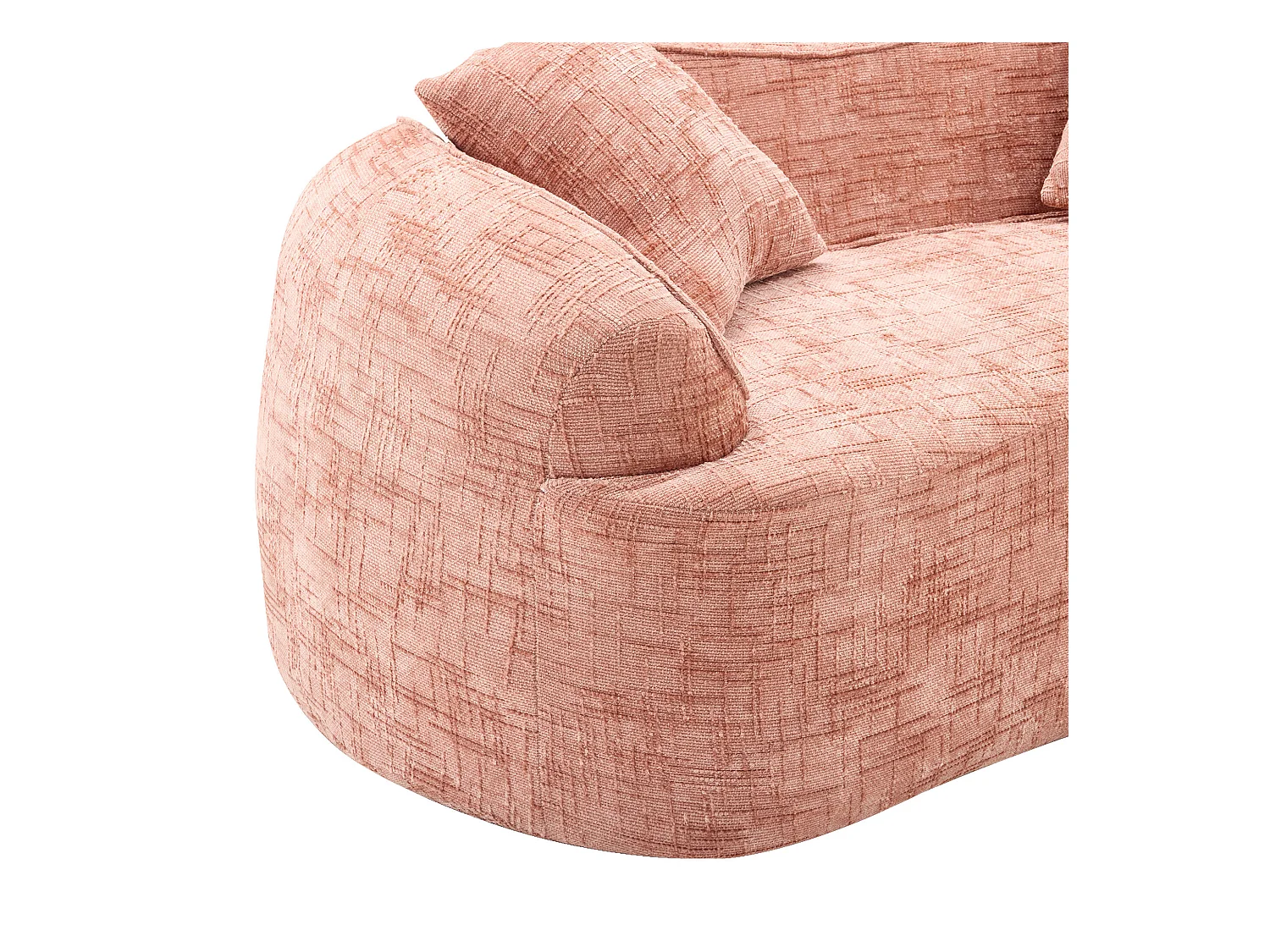 2-Sitzer-Sofa mit Armlehnen und gepolsterten Kissen, geschwungenes Design - rosa Chenille