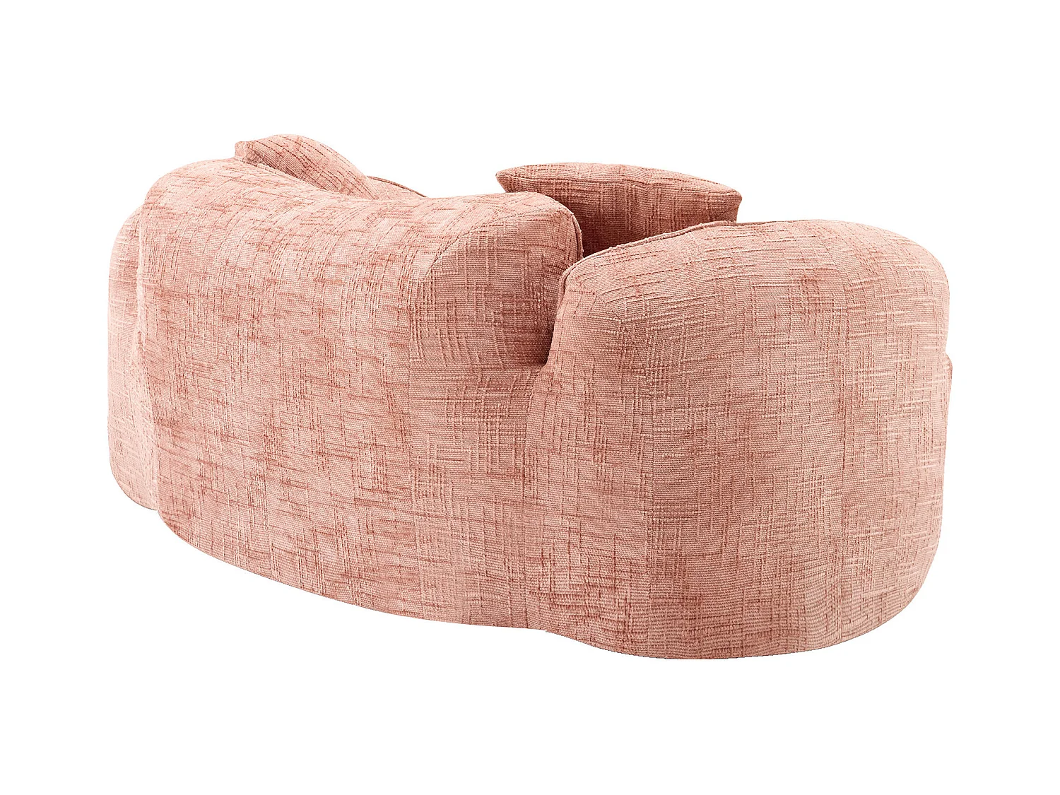 Canapé 2 places avec accoudoirs et coussins rembourrés, design incurvé - chenille rose