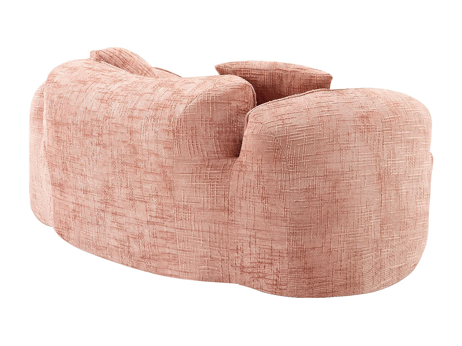 Canapé 2 places avec accoudoirs et coussins rembourrés, design incurvé - chenille rose