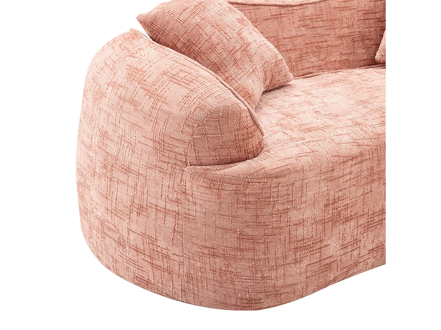 Canapé 2 places avec accoudoirs et coussins rembourrés, design incurvé - chenille rose