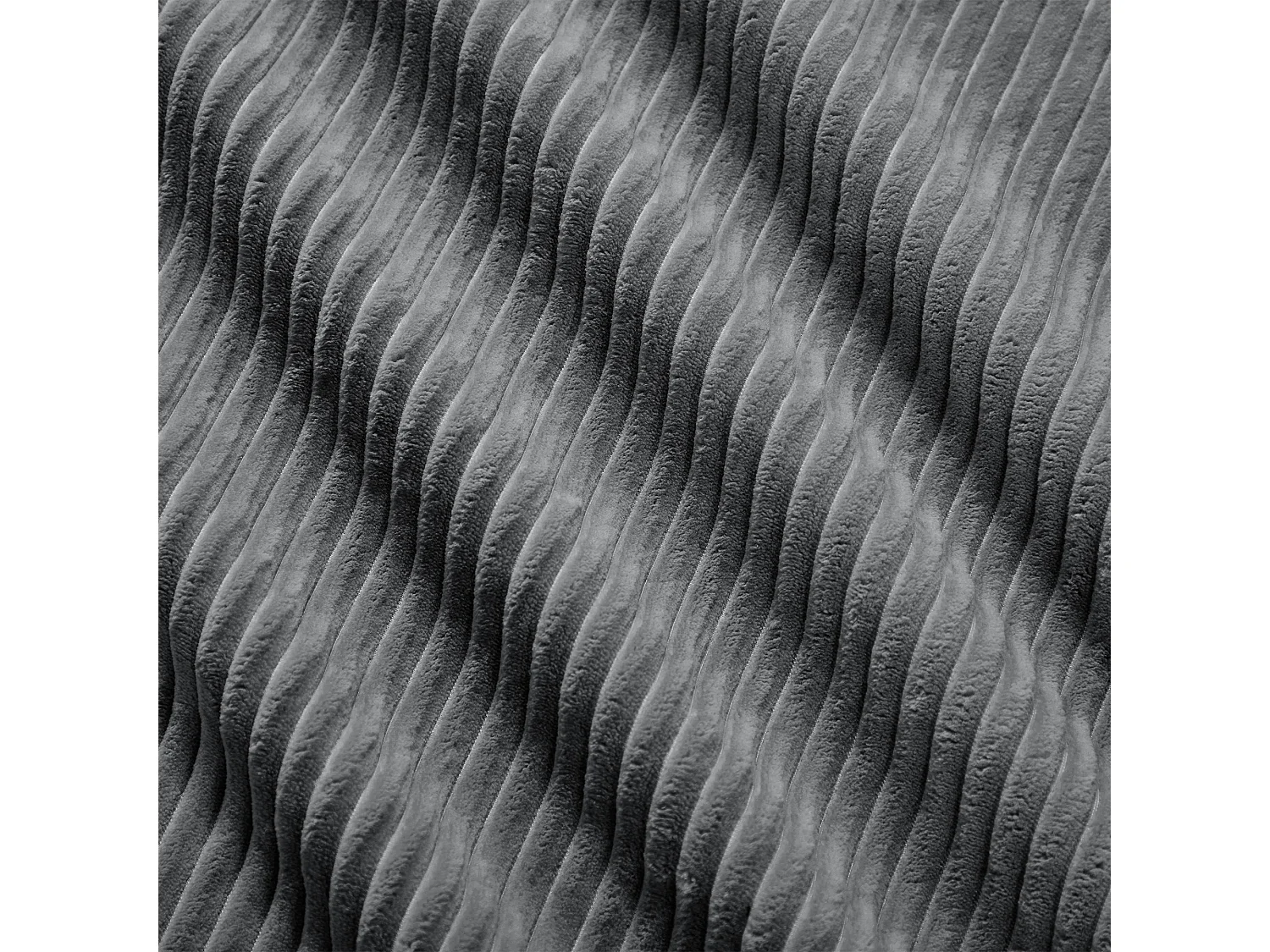 Canapé 3 places, canapé d'angle avec dossier rembourré et repose-pieds - Velours côtelé gris