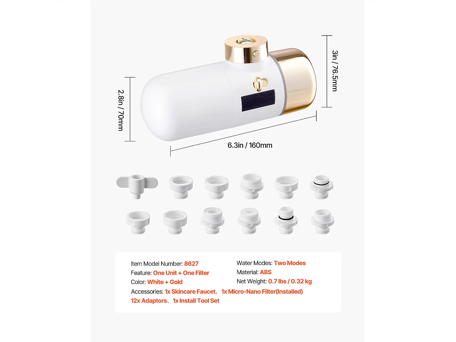 Filtre à Eau SucceBuy Skincare, Filtre à Eau pour Robinet avec Micro-Nano Bulles pour la Peau, Purificateur d'Évier Certifié NSF, Élimine le Chlore