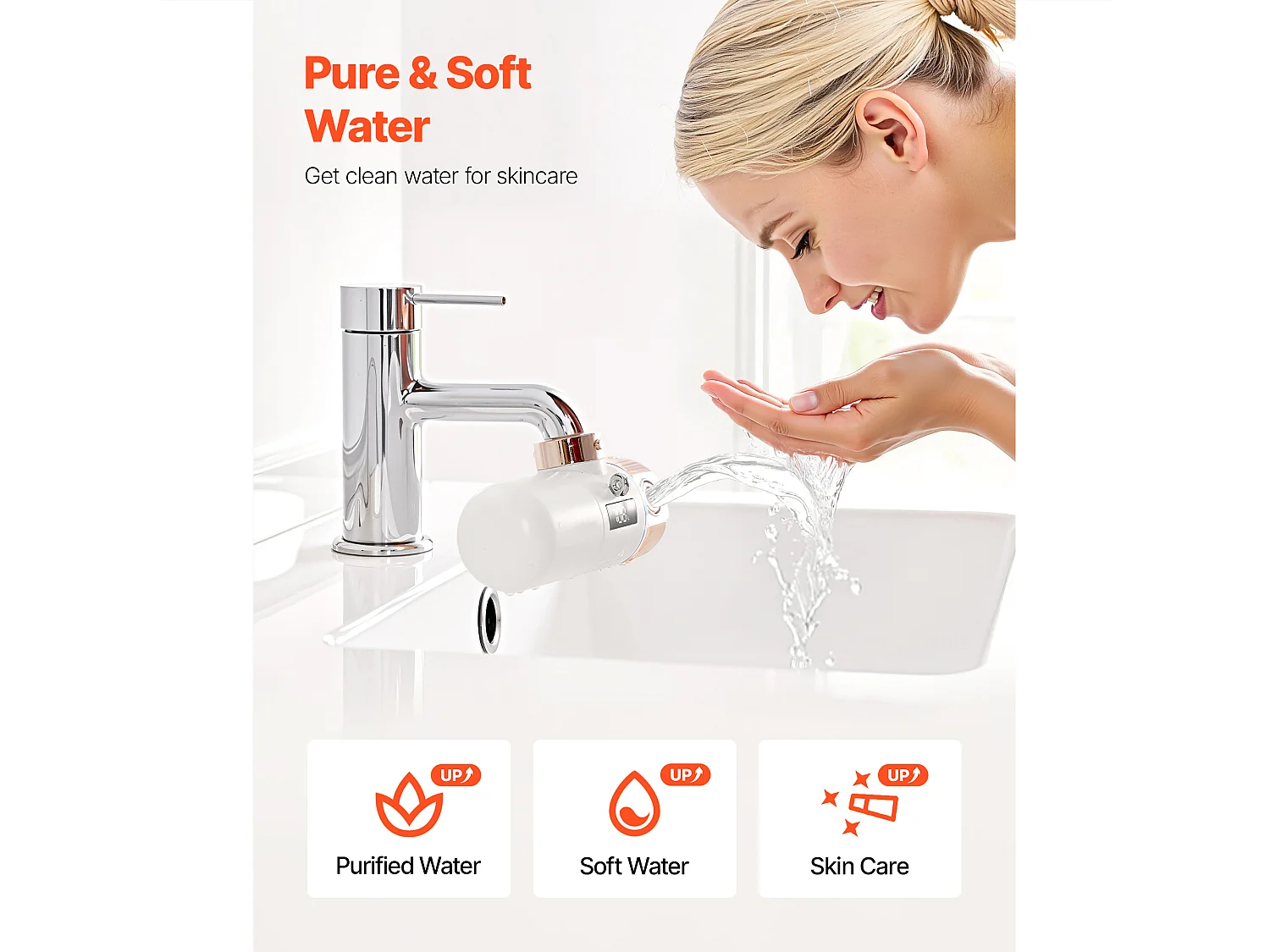 Filtre à Eau SucceBuy Skincare, Filtre à Eau pour Robinet avec Micro-Nano Bulles pour la Peau, Purificateur d'Évier Certifié NSF, Élimine le Chlore