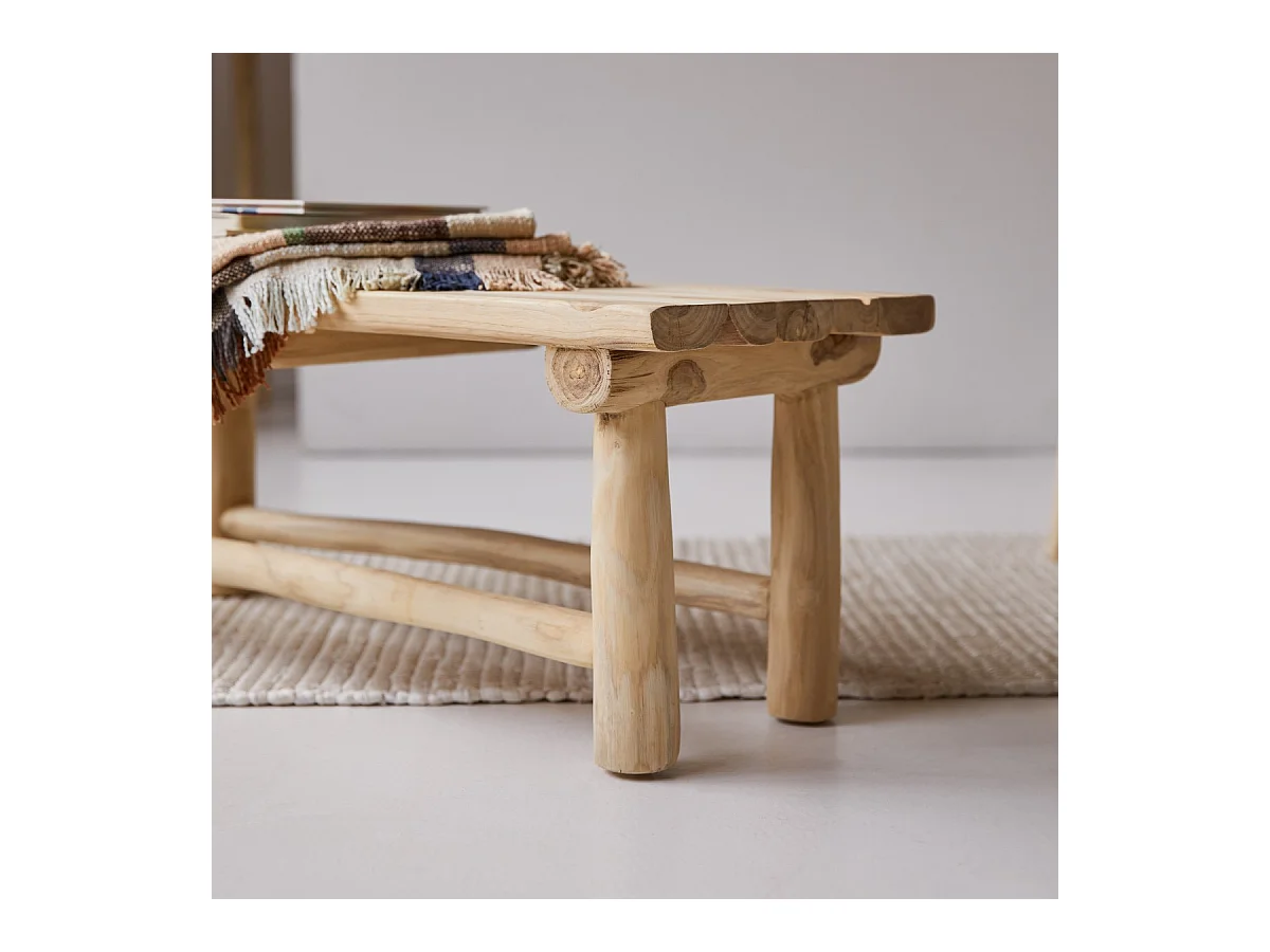 Panca decorativa per bambini in legno di teak 80 Kilim