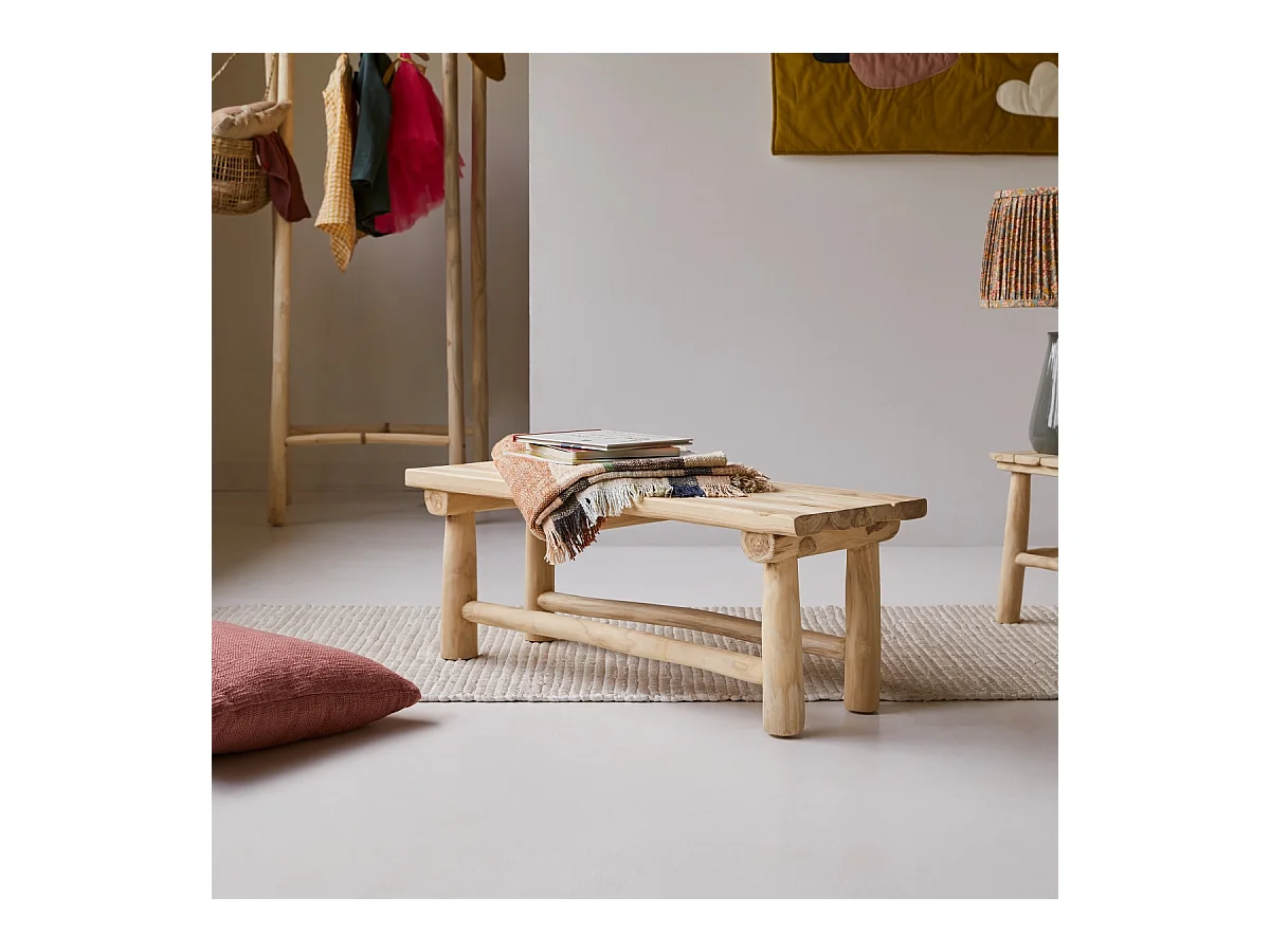 Panca decorativa per bambini in legno di teak 80 Kilim