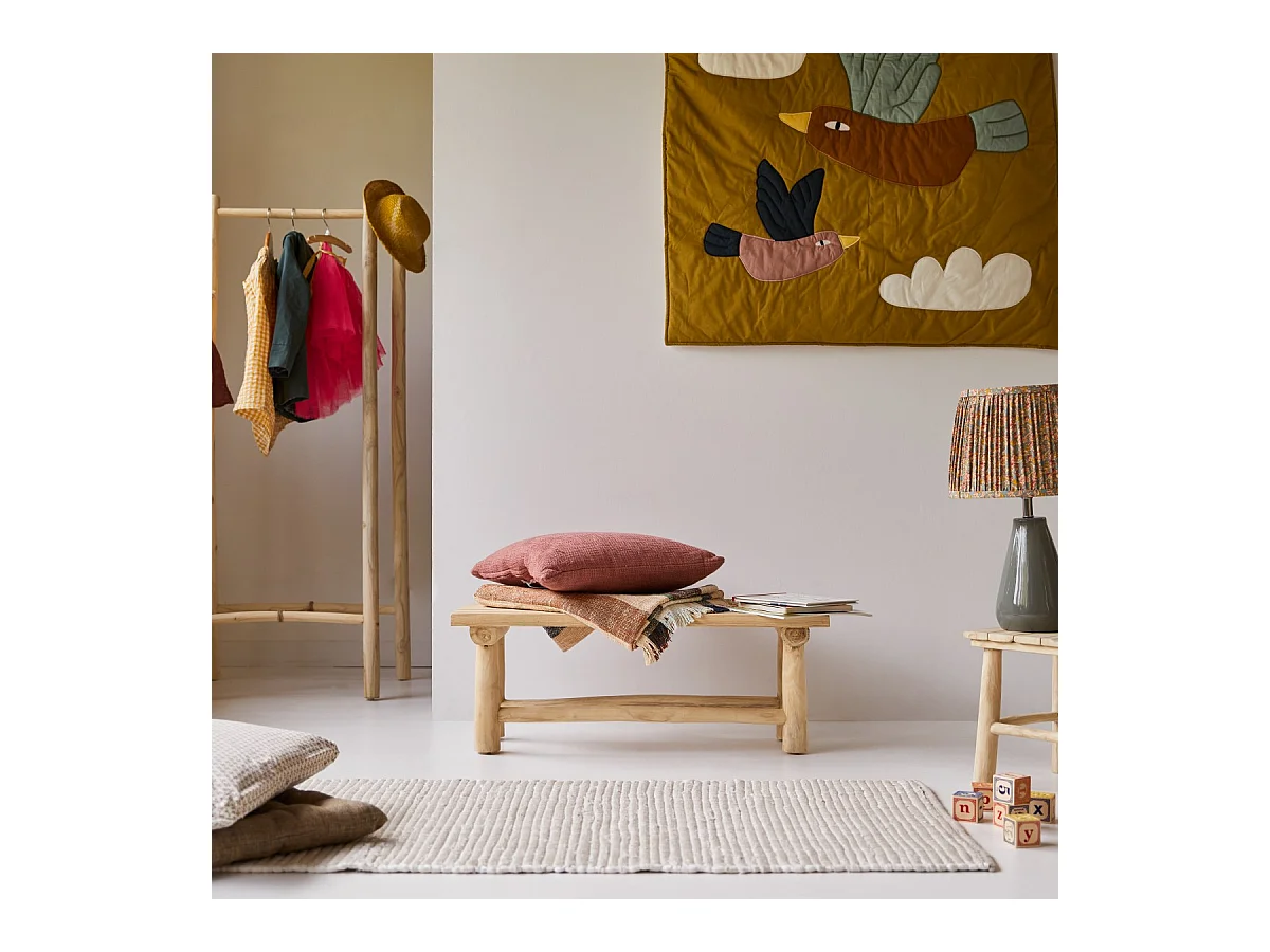 Banc déco enfant en bois de teck 80 Kilim