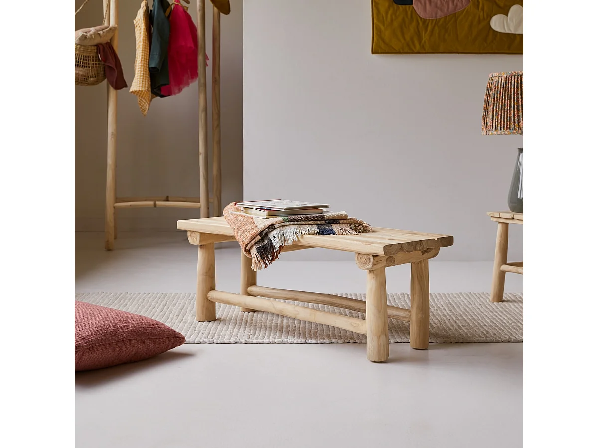Panca decorativa per bambini in legno di teak 80 Kilim