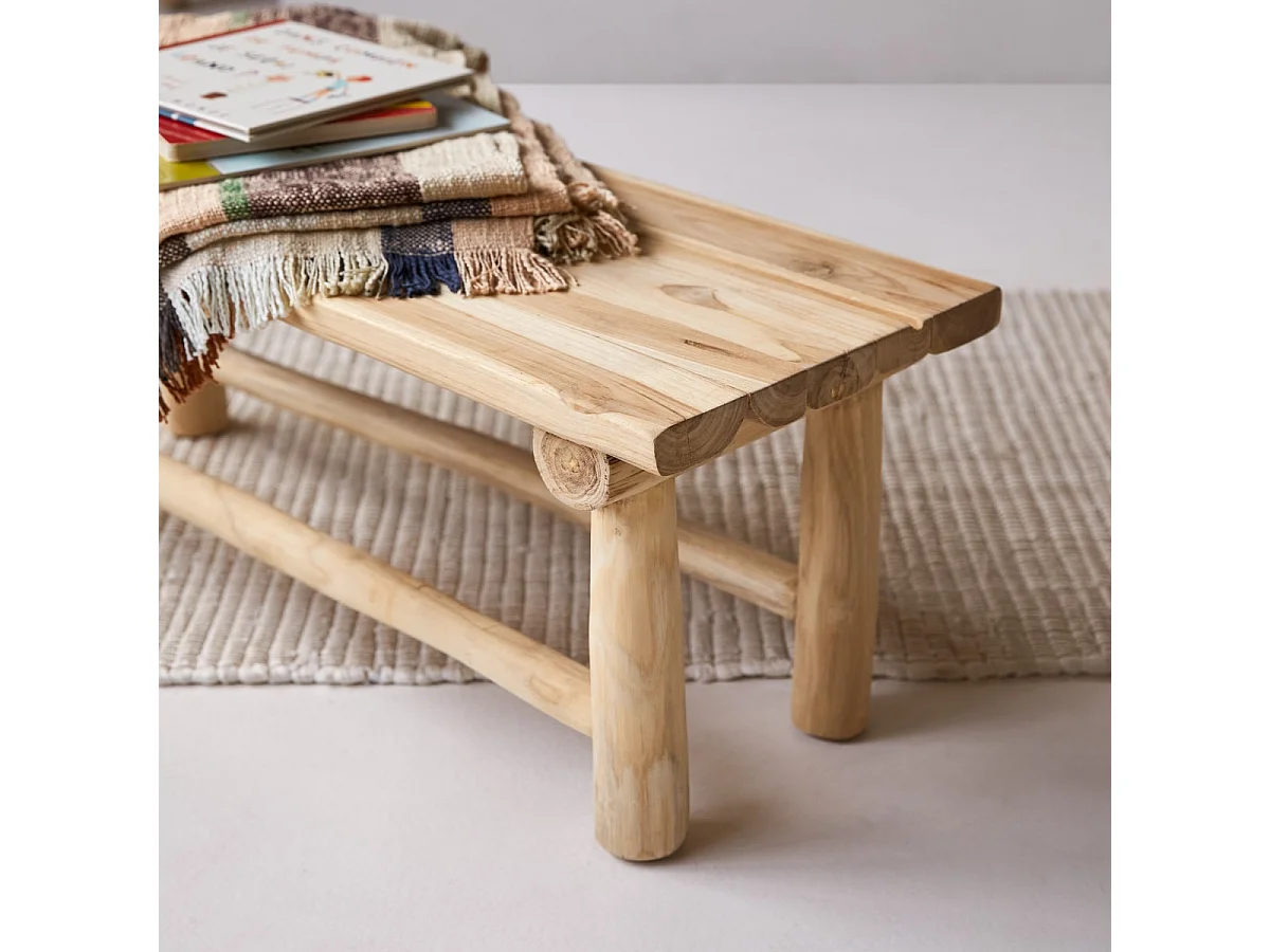 Panca decorativa per bambini in legno di teak 80 Kilim