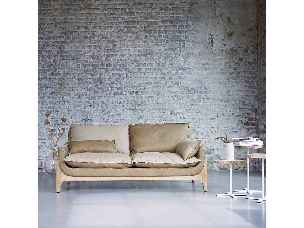 Poltrona in pelle e lino Woodnest Cheyenne