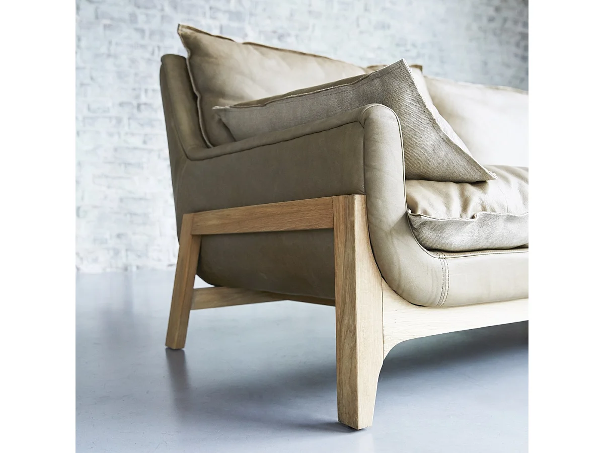 Poltrona in pelle e lino Woodnest Cheyenne