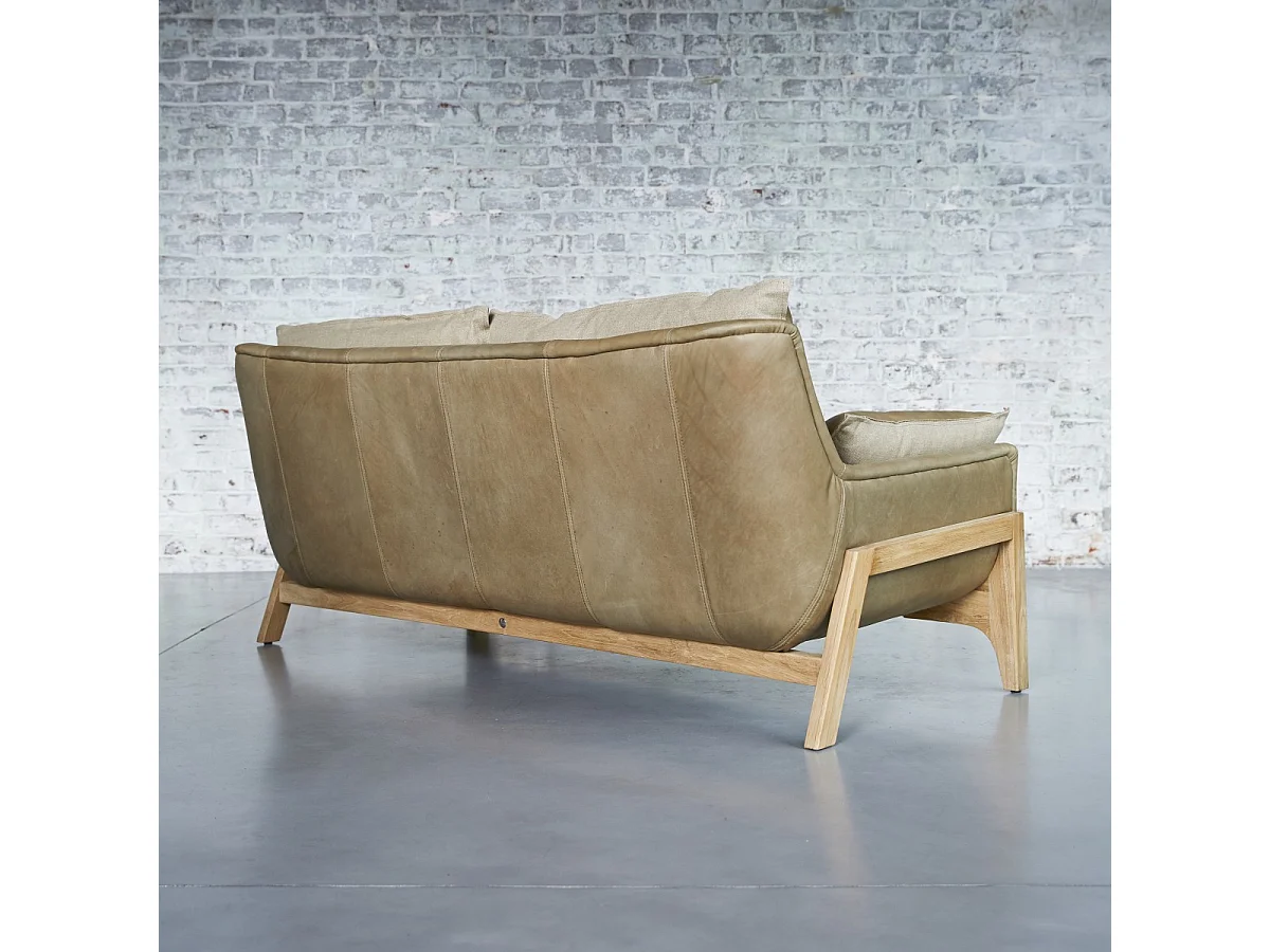 Poltrona in pelle e lino Woodnest Cheyenne