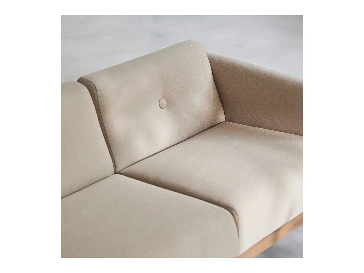Divano Bjorn in rovere massello e tessuto écru, 3 posti