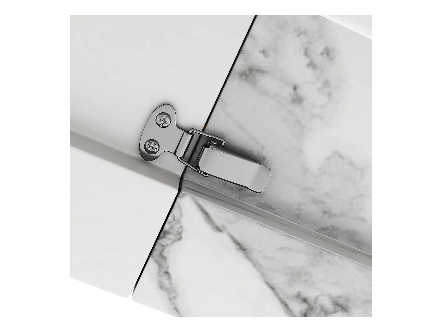 Table à manger extensible avec plateau en MDF plaqué marbre et pieds en fer noir