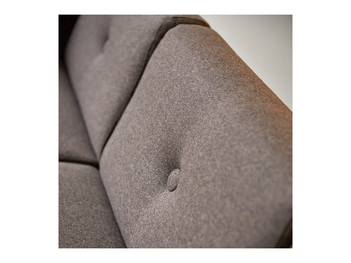 Divano Bjorn in rovere massello e tessuto marrone da 3 posti, 3 posti