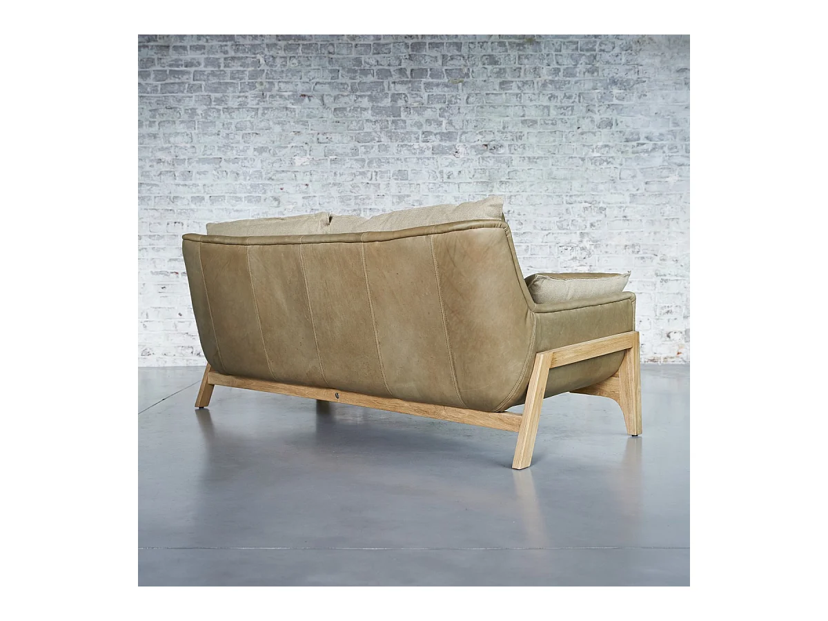 Sofa aus hochwertigem Leder und massivem Eichenholz Woodnest Cheyenne
