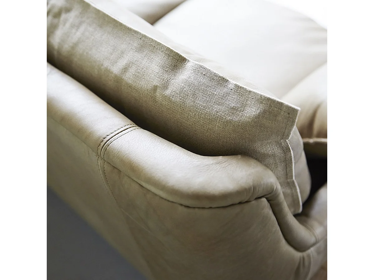 Canapé en cuir et lin Woodnest Cheyenne 2 places