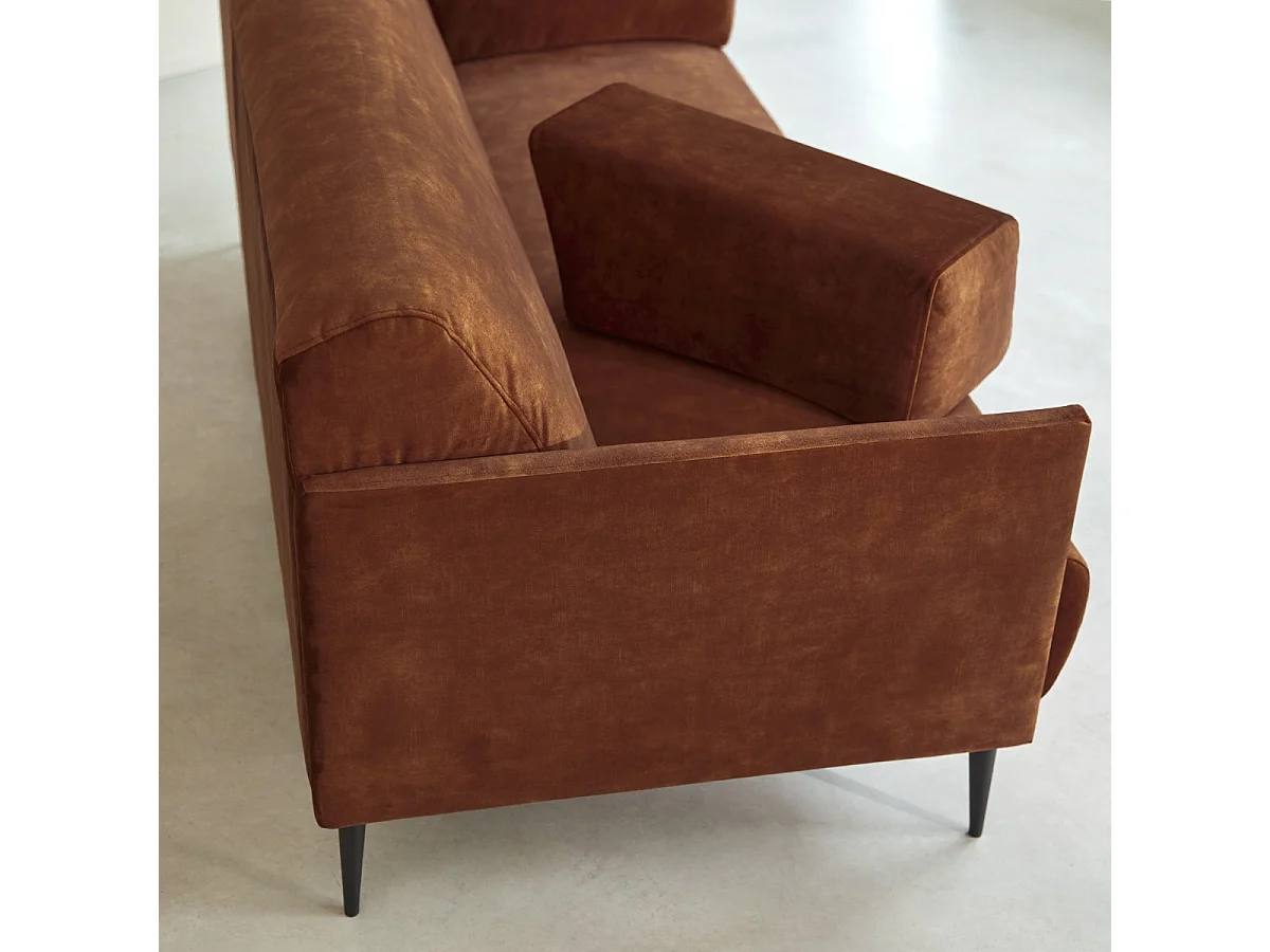 3-Sitzer-Sofa Finn aus terracottafarbenem Samt