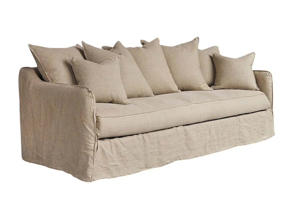 Sofa Ariane aus naturbelassenem Leinen, 5-Sitzer