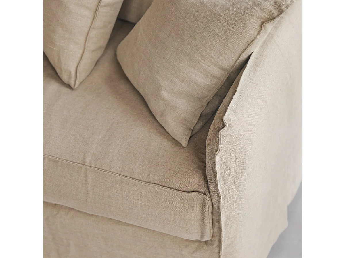 Sofa Ariane aus naturbelassenem Leinen, 5-Sitzer